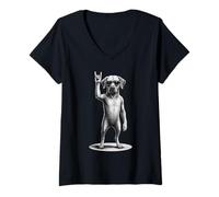 Femme Amateur de chiens rétro et vintage de Rhodesian Ridgeback Rock Music T-Shirt avec Col en V