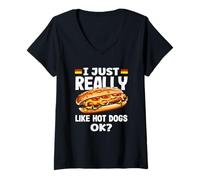 Femme Amateur de hot dogs, j'aime vraiment les hot dogs Ok T-Shirt avec Col en V