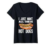 Femme Amateur de hot dogs, je veux juste tous ces hot dogs T-Shirt avec Col en V