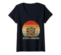 Femme Amateur de livres Bitcoin Art Smart Bitcoin Reader Study Bitcoin T-Shirt avec Col en V