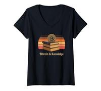 Femme Amateur de livres Bitcoin Art Smart Bitcoin Reader Study Bitcoin T-Shirt avec Col en V