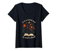 Femme Amateur de Livres de Printemps, C'est Le Bon Moment pour Lire T-Shirt avec Col en V