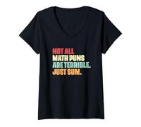 Femme Amateur de mathématiques drôle, Tous Les Jeux de Mots mathématiques ne sont Pas terribles, il Suffit de Les additionner T-Shirt avec Col en V