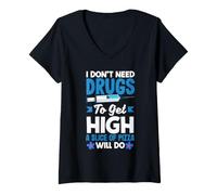 Femme Amateur de Pizza pour diabétique de Type 2 T-Shirt avec Col en V