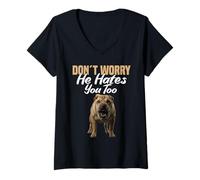 Femme Amateur de Shar Pei Chinois sans soucis T-Shirt avec Col en V
