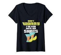 Femme Amateur de Tequila Qui boit, ne Vous inquiétez Pas, J'Ai Pris Mes Deux Shots T-Shirt avec Col en V