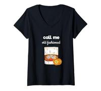 Femme Amateur de Whisky Call Me Old Fashioned T-Shirt avec Col en V