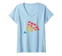 Femme Amateur D'escargots Types De Propriétaires D'escargots Lents T-Shirt avec Col en V, Bleu Céleste, XXL