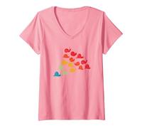 Femme Amateur D'escargots Types De Propriétaires D'escargots Lents T-Shirt avec Col en V, Rose, S