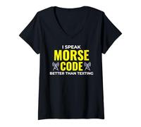 Femme Amateur Ham Radio Opérateur Radio Waves Morse Code Drôle T-Shirt avec Col en V