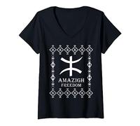 Femme amazigh bérbere freedom Fier cadeau pour kabyle King Graphic T-Shirt avec Col en V