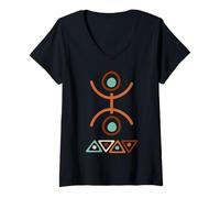 Femme Amazigh Berbère Kabyle Symbole Yaz Tifinagh Tattoo Tradition T-Shirt avec Col en V