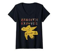 Femme Amazigh Berbère Kabyle Symbole Yaz Tifinagh Tattoo Tradition T-Shirt avec Col en V