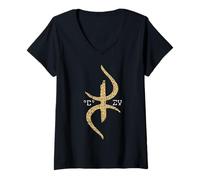 Femme Amazigh Symbole Berbère Tifinagh Yaz Kabyle Tatouage Berbère T-Shirt avec Col en V