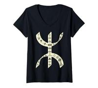 Femme Amazigh Symbole Kabyle Berbère Yaz Tifinagh Tatouage,Amazigh T-Shirt avec Col en V