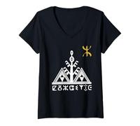 Femme Amazigh Symbole Kabyle Berbère Yaz Tifinagh Tatouage,Amazigh T-Shirt avec Col en V