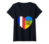 Femme Amazigh Symbole Kabyle Berbère Yaz Tifinagh Tatouage,Amazigh T-Shirt avec Col en V