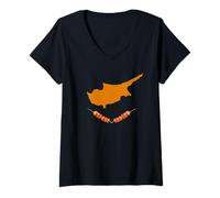 Femme Amazing Foods of the World Humour - Souvlaki de Chypre T-Shirt avec Col en V