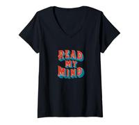 Femme Amazing Read My Mind Emblème pour garçons et Filles T-Shirt avec Col en V