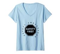 Femme Ambassadeur de la sécurité | La sécurité d'abord | Cadeau pour la fête Nationale de la sécurité T-Shirt avec Col en V