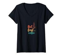 Femme Ambiance matinale rétro mais pour la première Fois T-Shirt avec Col en V