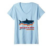 Femme Ambiance rétro de Jaws Don't Go in The Water T-Shirt avec Col en V