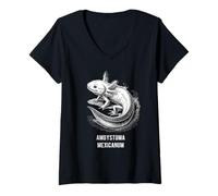 Femme Ambystoma Mexicanum Axolotl Recherche Biologie Oeuvre d'art T-Shirt avec Col en V