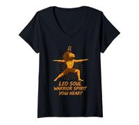 Femme Ame de Lion - Esprit Guerrier, cœur Yogi T-Shirt avec Col en V