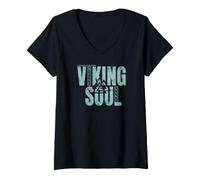 Femme Âme Viking T-Shirt avec Col en V
