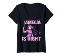 Femme Amelia Anime Style Violet Goth Girl Esthétique Nom Design T-Shirt avec Col en V
