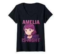 Femme Amelia Anime Style Violet Goth Girl Esthétique Nom Design T-Shirt avec Col en V