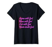 Femme Amen Agree God Move Faith Jésus Écriture Prière Bible Lire T-Shirt avec Col en V