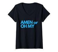 Femme Amen ou Oh My Citation Religieuse Conception de nouveauté T-Shirt avec Col en V