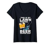 Femme Aménagement paysager Amusant, C'est ma pelouse Qui tond la pelouse et Qui boit de la bière T-Shirt avec Col en V
