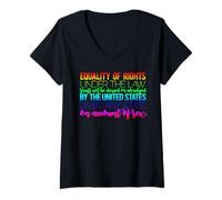 Femme Amendement sur l'égalité des Droits en Texte intégral Citation Era Oui Féministe T-Shirt avec Col en V