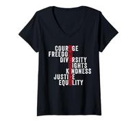 Femme America Courage Freedom Rights Diversity Justice Equality T-Shirt avec Col en V
