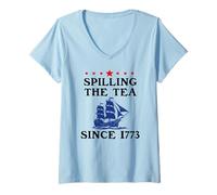 Femme America Spilling The Tea Since 1773 American History Teacher T-Shirt avec Col en V
