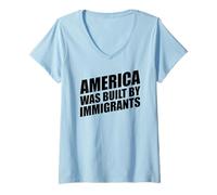 Femme America Was Built by Immigrants T-Shirt avec Col en V