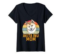 Femme American Akita Inu Dog Mom Retro Mes Chiens sont Mon Cardio T-Shirt avec Col en V