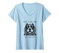 Femme American Bully XL Support pour Chien Pitbull Terrier T-Shirt avec Col en V