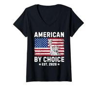 Femme American by Choice Est 2026 Proud New USA Citizen T-Shirt avec Col en V