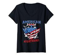 Femme American Dream Nightmare Sarcasm American Funny, 4 Juillet T-Shirt avec Col en V