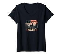 Femme American Flag Deer Hunting Pride Patriotic Outdoors T-Shirt avec Col en V