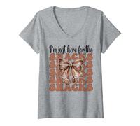 Femme American Football Girl, maman, je suis juste là pour les snacks T-Shirt avec Col en V