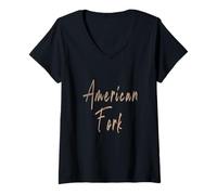 Femme American Fork Utah Vintage Design élégant T-Shirt avec Col en V
