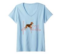 Femme American Foxhound Dog Heartbeat EKG Mes Chiens sont Mon Cardio T-Shirt avec Col en V
