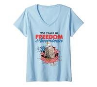 Femme American Freedom 250 Ans Eagle Flag Patriotic Pride T-Shirt avec Col en V