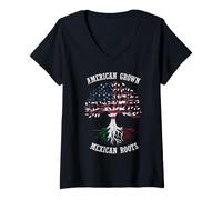 Femme American Grown Mexican Roots T-Shirt avec Col en V
