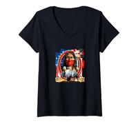 Femme American Heritage Bison Native Indian Pride T-Shirt avec Col en V