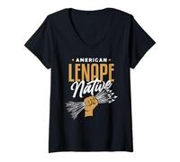 Femme American Lenape NATIVE - Poing de flèches - Culture indienne T-Shirt avec Col en V